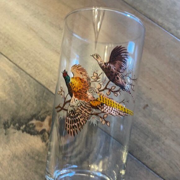 Set of 4 Vintage Libbey Flying Pheasants cocktail glasses 5.5" tall - Picture 2 of 2